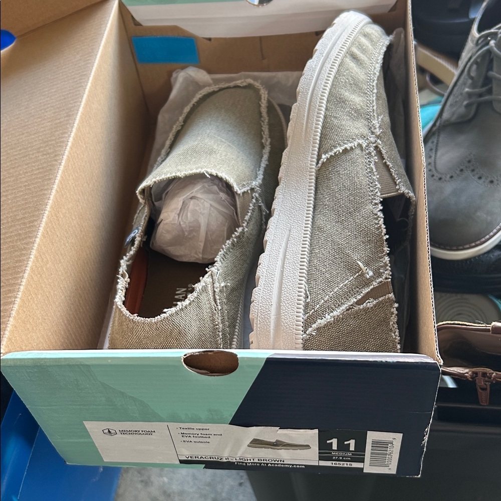 Magellan Outdoors Tan Canvas Slip-Ons
